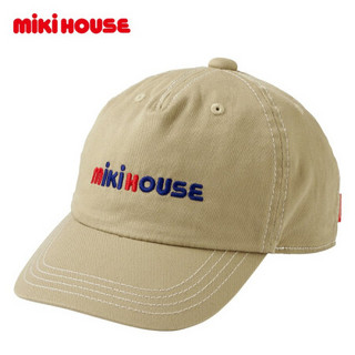 MIKIHOUSE 纯棉复古简约时尚刺绣LOGO可调节儿童棒球帽13-9101-382 浅驼色 L（52-54）