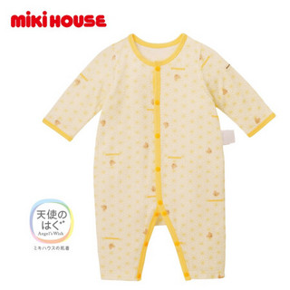 MIKIHOUSE 日本制纯棉针织双层纱布抗病毒男女宝宝婴儿连体内衣40-2482-383 黄色 60cm