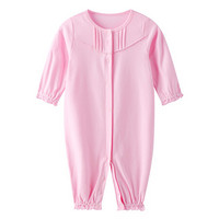 安奈儿儿童连体睡衣睡袋连体婴儿衣长袖按扣爬服 蔷薇粉 73cm