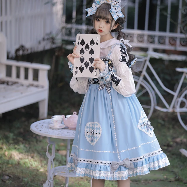 walnut deer 胡桃鹿 Lolita洛丽塔 爱丽丝1号 女士JSK无袖连衣裙 蓝色 S
