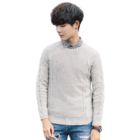 PLAYBOY 花花公子 男士圆领毛衣 18018PL2807 加绒款 花灰 M