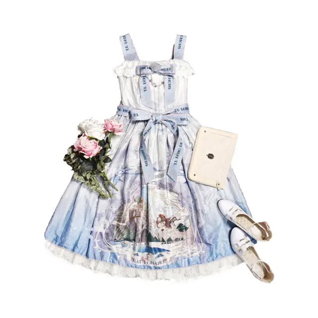 Cat_Romance 猫咪罗曼史 Lolita洛丽塔 茶会款 艾柯之声 女士JSK无袖连衣裙 不开襟 sax S