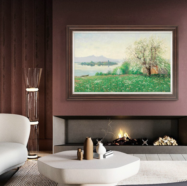 橙舍菲利普格拉夫风景油画作品春天的早晨装裱60x90cm油画布鎏金