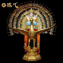 盛凡孔雀明王佛像黄铜鎏金佛母大孔雀明王密宗佛教用品