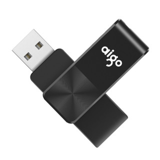 aigo 爱国者 U266 USB 2.0 U盘 黑色 32GB USB口 CD纹防滑旋转设计