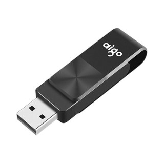 aigo 爱国者 U266 USB 2.0 U盘 黑色 32GB USB口 CD纹防滑旋转设计