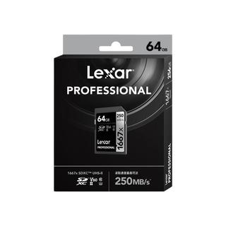 Lexar 雷克沙 SD卡 1667X Pro USH-II V60 4K高速单反微单相机内存卡 Pro升级版SD卡64G 二合一读卡器 卡盒