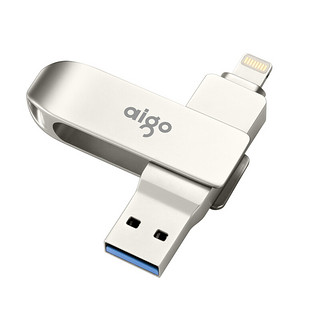 aigo 爱国者 U371 USB 3.0 U盘 银色 128GB Lightning/USB-A双口