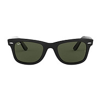 Ray-Ban 雷朋 Wayfarer徒步旅行者系列 男女款太阳镜 0RB2140F 901 黑色镜框透明绿色镜片 52mm