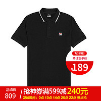 FILA 斐乐 男士夏季新款纯色简约小标logo运动休闲翻领短袖POLO衫