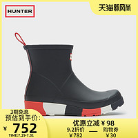 Hunter女2021春夏新款短靴英国ins潮鞋酷玩彩虹哑光时尚雨鞋雨靴 黑色 38