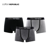 cotton REPUBLIC 棉花共和国 内裤男微型窗科技干爽美棉3条装平角男士内裤 黑/中灰/深灰 XL(180/100)