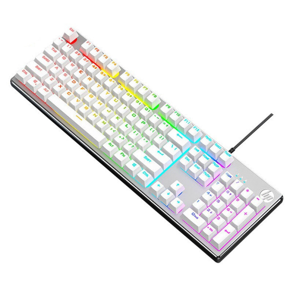 hp 惠普 k500 经典版 104键 有线薄膜键盘 白色 混光