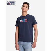 TOMMY HILFIGER 汤米·希尔费格 Tommy男装21新款春夏青春渐变logo印花圆领短袖T恤10235 深蓝色C87 M 推荐：120/140斤