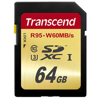 Transcend 创见 64GB 高速 10 UHS-3 闪存卡 95/60 MB/s ,金色