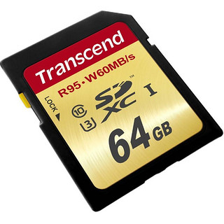 Transcend 创见 64GB 高速 10 UHS-3 闪存卡 95/60 MB/s ,金色