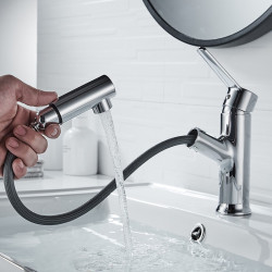 洗脸盆洗漱台盆卫生间洗手间厕所精铜冷热水单孔拉伸水龙头tj1001-d