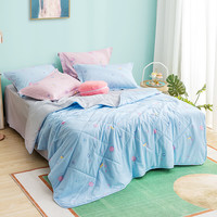  罗莱生活 LUOLAI 家纺 马卡龙乐园 全棉水洗夏被 蓝色 200*230cm