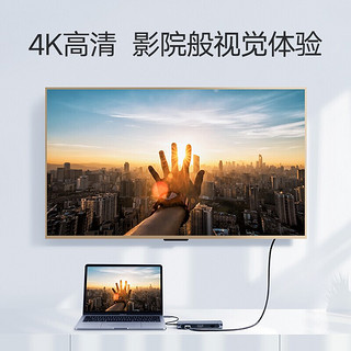 绿联Type-C扩展坞USB-C转HDMI/VGA转换器雷电3拓展坞分线器适用华为苹果MacBook 7合1 HDMI+网卡+读卡款（50852） 标配