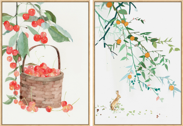 海龙红吉祥樱桃43x60cm日式文艺小清新餐厅装饰画