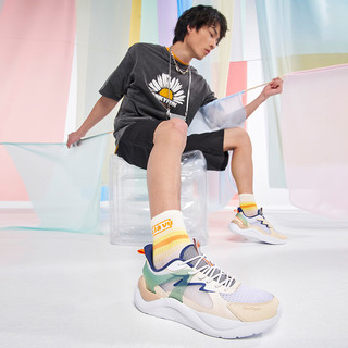 云舒361男鞋运动鞋2021夏季新款网面透气鞋子潮361°官方休闲鞋男（44、羽毛白/丹宁蓝）