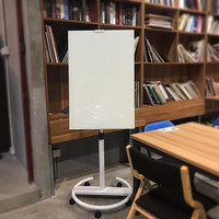 浔雅轩XUNYAXUAN 强磁性钢化玻璃白板支架式移动可檫写办公黑板家用教学培训儿童涂鸦画板记事板单面白班写字板书写告示备忘板 玻璃白板圆盘移动支架式 70x100cm