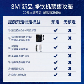 3M 净水器家用净水机 台上式加热净水器即热式反渗透过滤器 HFS100-CW