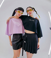 HSTYLE 韩都衣舍 T恤女设计感2021夏季新款蝙蝠袖上衣女UF0058