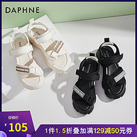 DAPHNE 达芙妮 厚底凉鞋女2021年新款夏季老爹凉鞋女ins潮运动休闲沙滩鞋