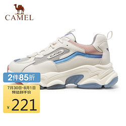 CAMEL 骆驼 运动鞋女新款ins潮增高显瘦超火休闲老爹鞋 A1153L1601 米/粉 38