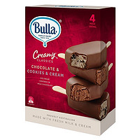 Bulla 冰淇淋奶油曲奇口味巧克力脆皮雪糕家庭装 4 支装 65g*4澳洲原装进口冰激凌
