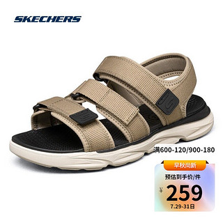 SKECHERS 斯凯奇 Skechers斯凯奇男时尚休闲魔术贴沙滩鞋凉鞋210258 KHK卡其色 41