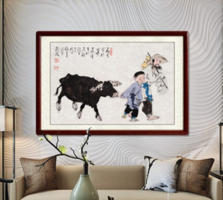 尚得堂  手绘国画 古典人物画 95×65cm 水墨画挂画现代中式客厅沙发背景装饰墙画