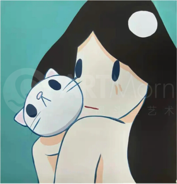 墨斗鱼艺术天野健作品venuswithcatgreen限量版画6060cm