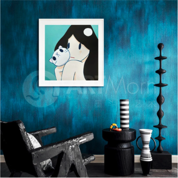 墨斗鱼艺术天野健作品venuswithcatgreen限量版画6060cm