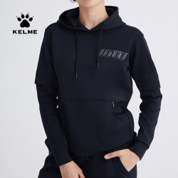 KELME 卡尔美 秋冬假两件拼接连帽卫衣袋鼠口袋休闲女上衣潮