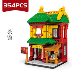 SEMBO BLOCK 森宝积木 中国风街景 茶馆 354颗粒