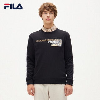 FILA 斐乐男子套头卫衣2021秋季新款运动休闲舒适时尚针织套头衫 正黑色-BK 190/108A/XXXL