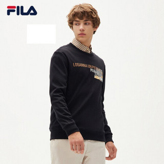 FILA 斐乐男子套头卫衣2021秋季新款运动休闲舒适时尚针织套头衫 正黑色-BK 190/108A/XXXL