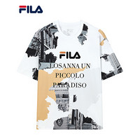 FILA ATHLETICS斐乐男子短袖T恤2021秋季新款时尚运动针织短袖衫 标准白-ZA 180/100A/XL