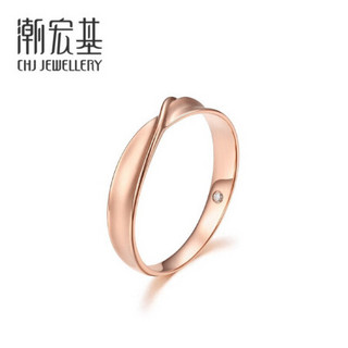 潮宏基 CHJ JEWELLERY 莫比乌斯环 钻石钻戒18K金玫瑰金彩金戒指男女对戒 SBK32200896 男戒21号