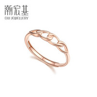 潮宏基 CHJ JEWELLERY 紧守 18K金玫瑰金彩金戒指女款 SRK30005548 16号