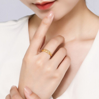 潮宏基 CHJ JEWELLERY 橄榄叶 足金黄金戒指女款定价 SRG30004994