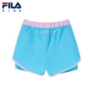 FILA KIDS斐乐童装女童游泳裤2021夏季新款儿童女孩分体泳装短裤 湖蓝-LB 150cm