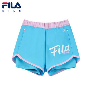 FILA KIDS斐乐童装女童游泳裤2021夏季新款儿童女孩分体泳装短裤 湖蓝-LB 150cm