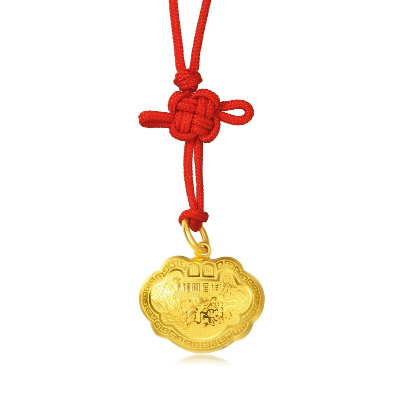chow sang sang 周生生 09300p 儿童长命富贵如意锁足金吊坠 3.33g
