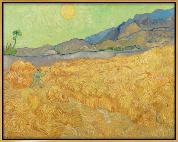 弘舍梵高风景油画麦田里的收割者成品尺寸62x50cm油画布闪耀金