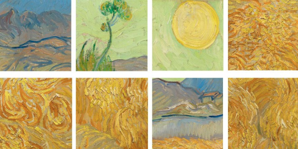 弘舍梵高风景油画麦田里的收割者成品尺寸62x50cm油画布闪耀金