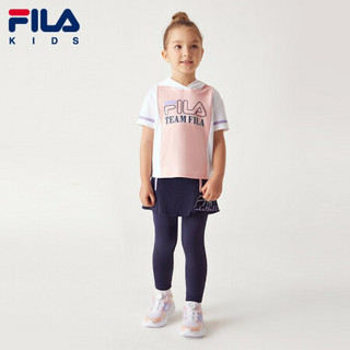 FILA（斐乐）童装儿童短袖T恤2021夏季新款女童小童篮球运动连帽上衣 淡玫瑰粉-LP 110cm