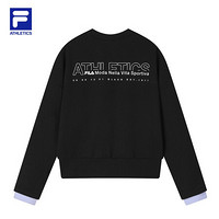 FILA ATHLETICS斐乐官方女子卫衣恤2021秋季新款运动针织套头衫 深黑-BK 175/92A/XL